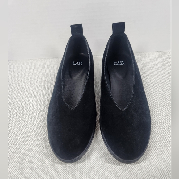 Eileen Fisher humor size 9.5 black suede wedge flats - Picture 3 of 13